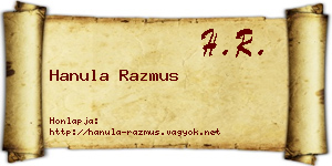 Hanula Razmus névjegykártya